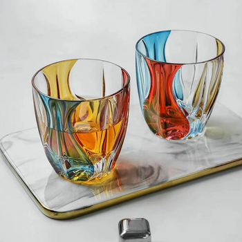 Bohemia cristal ceh colorate pahare de vin, design modern pictat manual, cadou de lux
