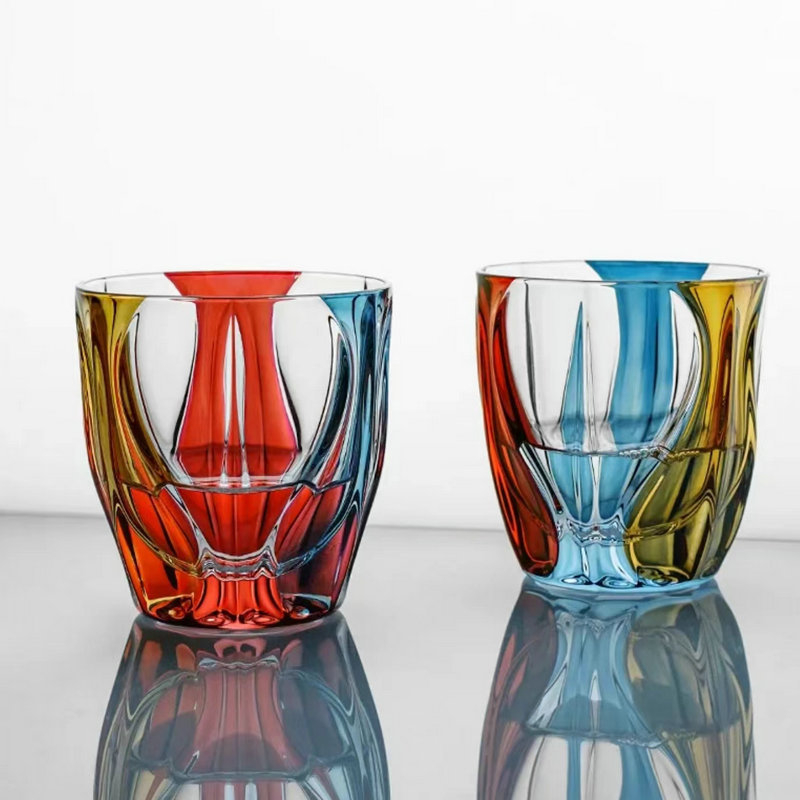 Bohemia cristal ceh colorate pahare de vin, design modern pictat manual, cadou de lux