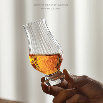 Pahar de degustare whisky din cristal fără plumb, pahar în formă de lalea cu aromă, stil retro, capacitate 101–200 ml