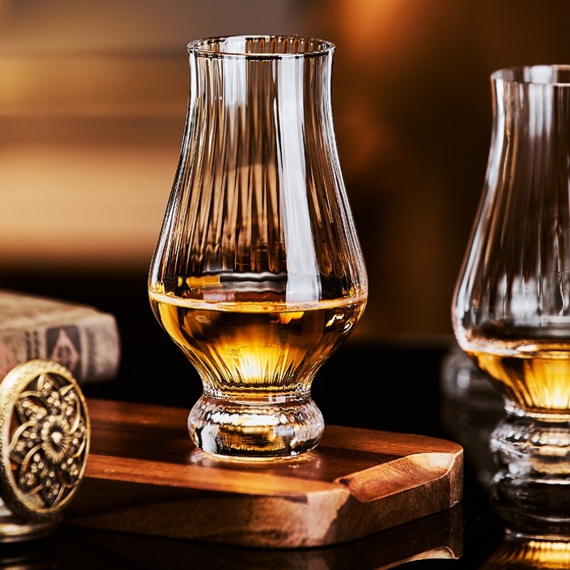 Pahar de degustare whisky din cristal fără plumb, pahar în formă de lalea cu aromă, stil retro, capacitate 101–200 ml