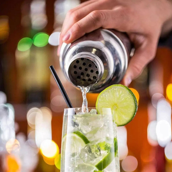 Set de 10 piese din oțel inoxidabil pentru barman, cu raft din lemn, pentru barul de acasă