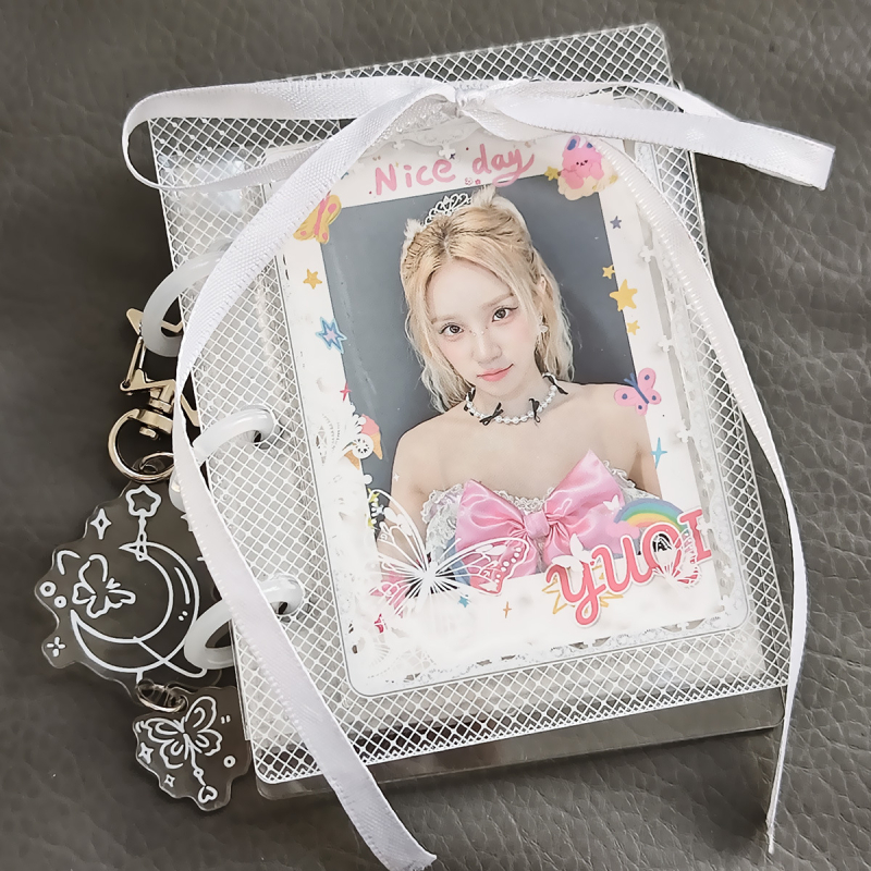 Album foto din acrilic, panglică de dantelă transparentă, pagini detașabile, format de 3 inci pentru fotografiile Polaroid