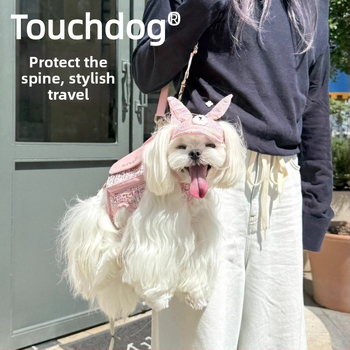 Touchdog Rucsac mic pentru câini, stil chic pentru plimbări, geantă portabilă pentru animale de companie, crossbody/pe umăr