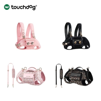 Touchdog Rucsac mic pentru câini, stil chic pentru plimbări, geantă portabilă pentru animale de companie, crossbody/pe umăr