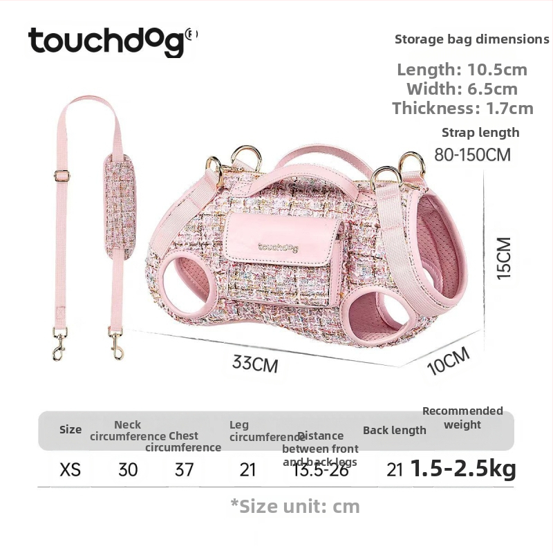 Touchdog Rucsac mic pentru câini, stil chic pentru plimbări, geantă portabilă pentru animale de companie, crossbody/pe umăr
