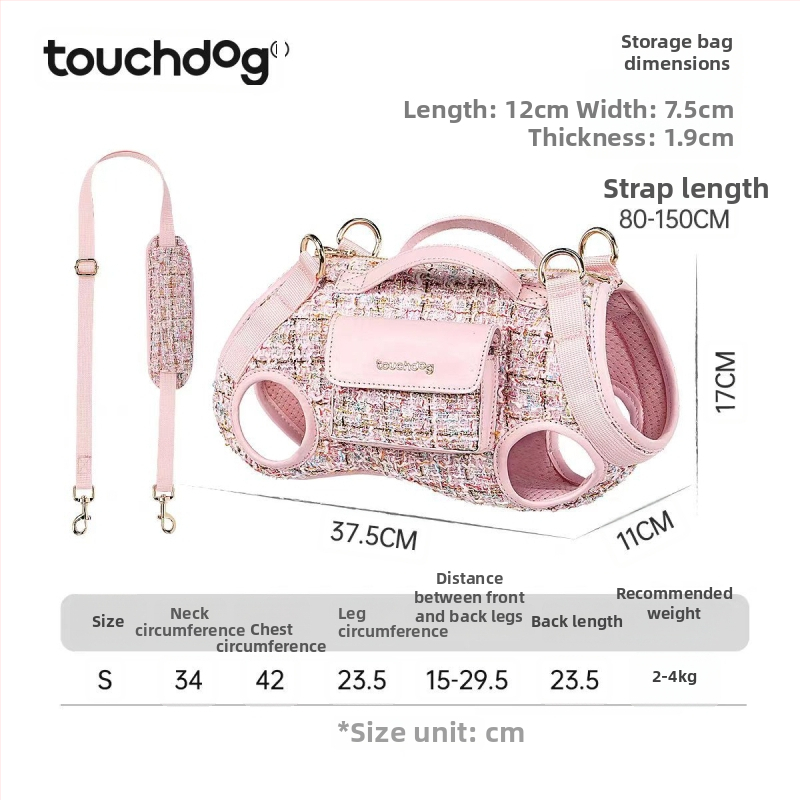Touchdog Rucsac mic pentru câini, stil chic pentru plimbări, geantă portabilă pentru animale de companie, crossbody/pe umăr