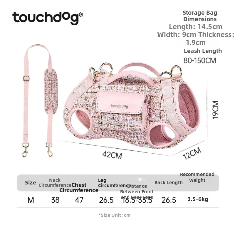 Touchdog Rucsac mic pentru câini, stil chic pentru plimbări, geantă portabilă pentru animale de companie, crossbody/pe umăr