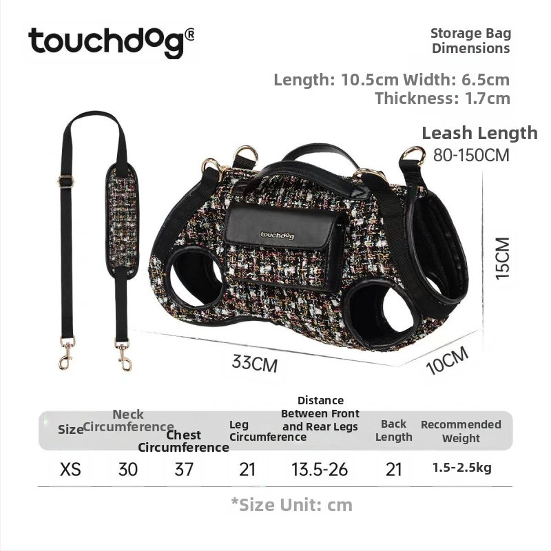 Touchdog Rucsac mic pentru câini, stil chic pentru plimbări, geantă portabilă pentru animale de companie, crossbody/pe umăr