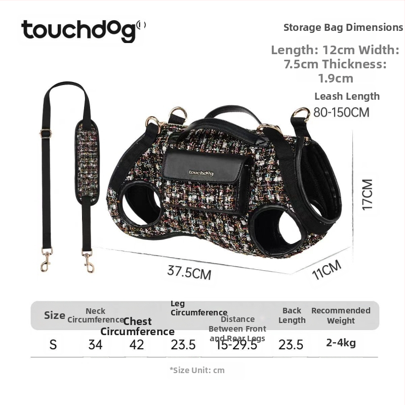 Touchdog Rucsac mic pentru câini, stil chic pentru plimbări, geantă portabilă pentru animale de companie, crossbody/pe umăr