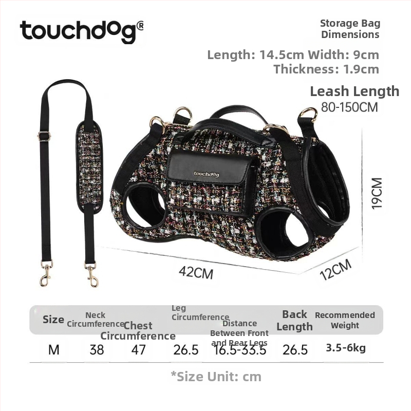 Touchdog Rucsac mic pentru câini, stil chic pentru plimbări, geantă portabilă pentru animale de companie, crossbody/pe umăr