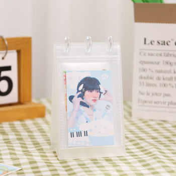 Mini album foto cu calendar de birou de 3 inch, clemă în formă de ciupercă și compartiment pentru carduri