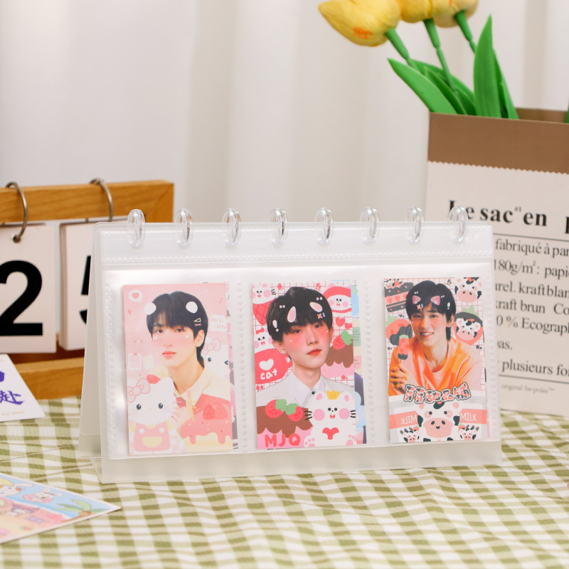 Mini album foto cu calendar de birou de 3 inch, clemă în formă de ciupercă și compartiment pentru carduri