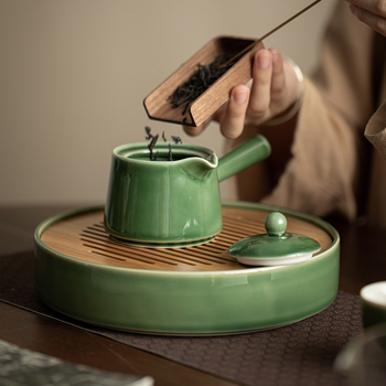 Ceainic ceramic cu mâner lateral, stil japonez, pentru birou și casă, mic ceainic de o singură porție
