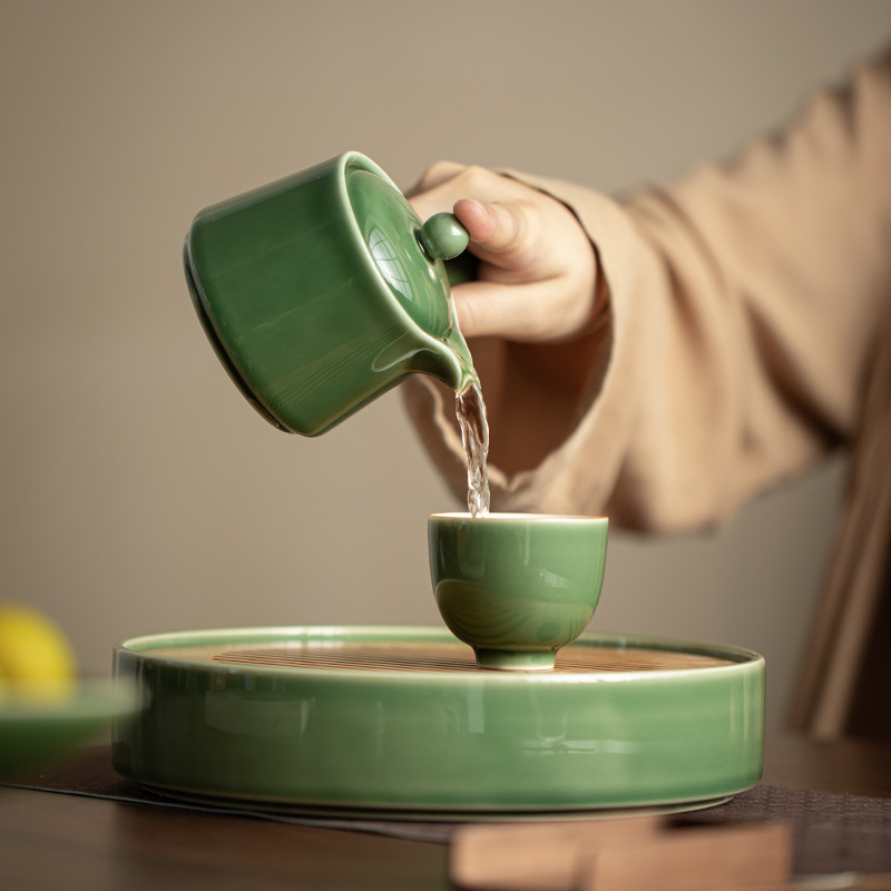 Ceainic ceramic cu mâner lateral, stil japonez, pentru birou și casă, mic ceainic de o singură porție