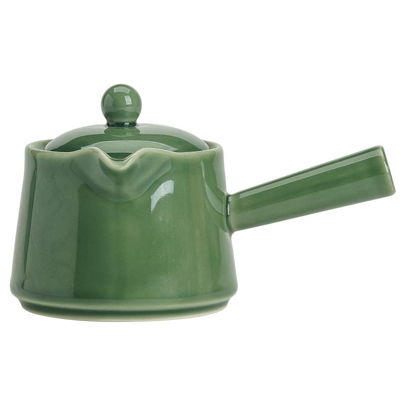 Ceainic ceramic cu mâner lateral, stil japonez, pentru birou și casă, mic ceainic de o singură porție