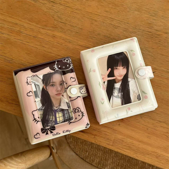 Album foto în stil japonez, cu flori drăguțe și pisicuță, pentru Polaroid, album de 3 inch cu suport pentru carduri