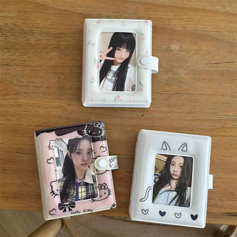 Album foto în stil japonez, cu flori drăguțe și pisicuță, pentru Polaroid, album de 3 inch cu suport pentru carduri