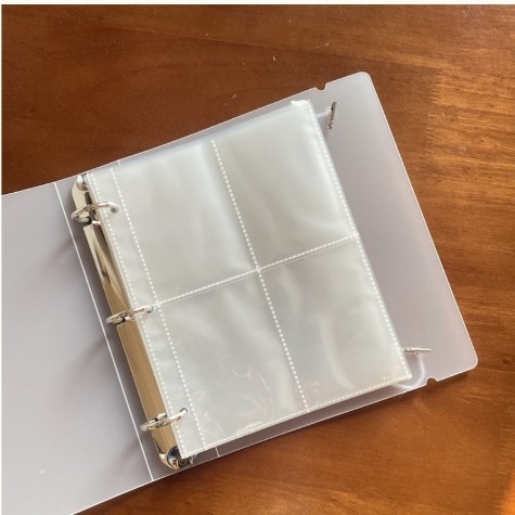Album foto A5 cu 3 găuri, pagini transparente în patru câmpuri, album Polaroid cu foi cu două fețe, inserție de depozitare pentru carduri de 3 inci