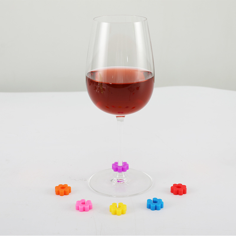 Știker inelar de identificare pentru pahar de vin, etichetă în formă de floare pentru pahar, etichetă cu logo în formă de C, colorat