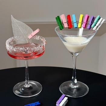 Clipuri decorative pentru cocktailuri de bar — clipuri din lemn colorate, culoare naturală, pentru fotografii, 100 buc
