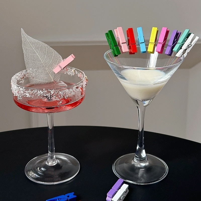 Clipuri decorative pentru cocktailuri de bar — clipuri din lemn colorate, culoare naturală, pentru fotografii, 100 buc