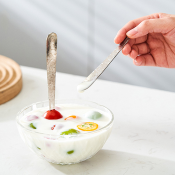 Furculiță de fructe din titan pur, pentru uz casnic — lingură-furculiță duală pentru fructe, prăjituri și deserturi