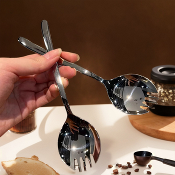 Lingură-furculiță din oțel inoxidabil 304, multifuncțională, pentru fructe, salată, paste și desert, design modern minimalist