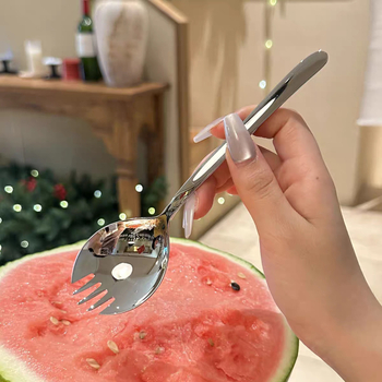 Lingură-furculiță din oțel inoxidabil 304, multifuncțională, pentru fructe, salată, paste și desert, design modern minimalist