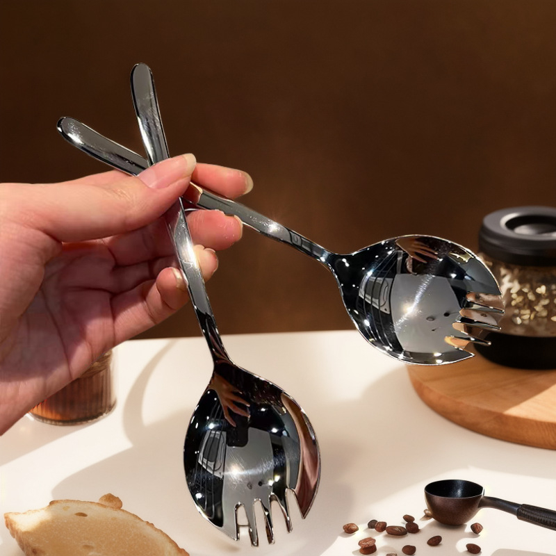 Lingură-furculiță din oțel inoxidabil 304, multifuncțională, pentru fructe, salată, paste și desert, design modern minimalist