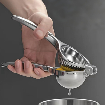 Extractor manual de suc din oțel inoxidabil, cu clemă din aliaj de zinc, storcător compact pentru bucătărie și bar