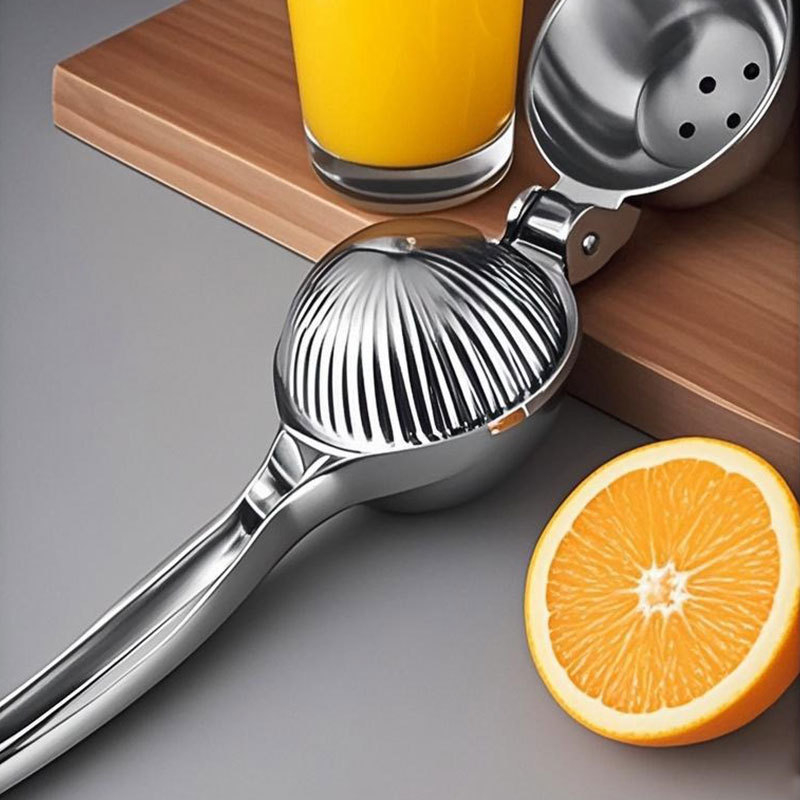Extractor manual de suc din oțel inoxidabil, cu clemă din aliaj de zinc, storcător compact pentru bucătărie și bar