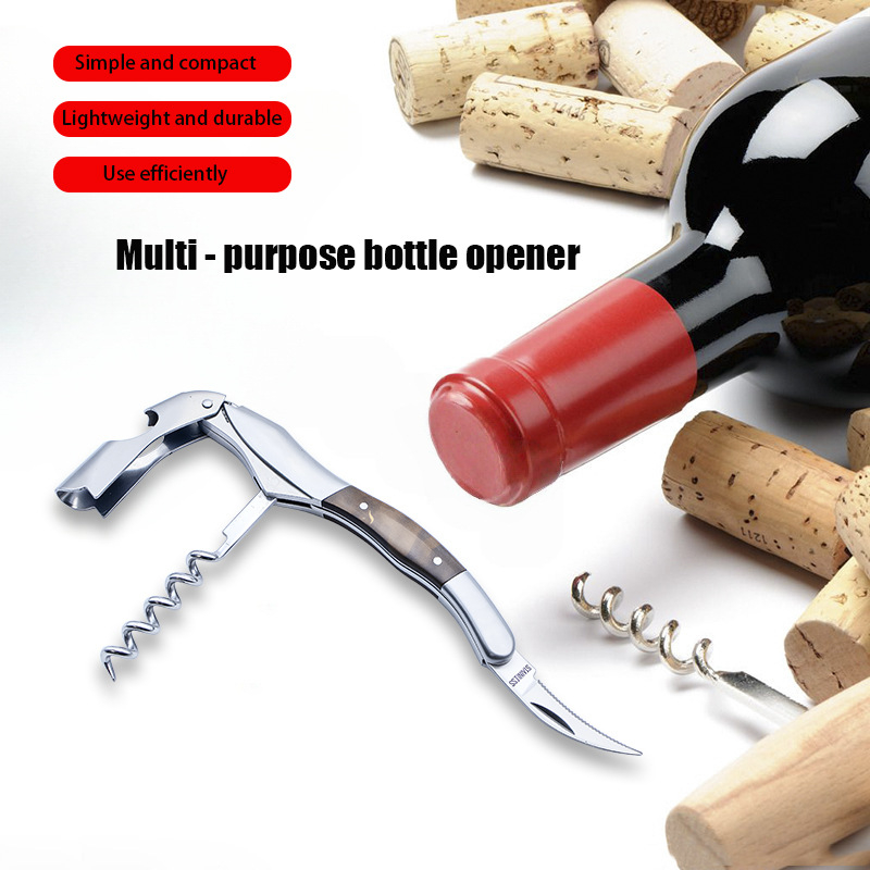 Cuțit de vin din oțel inoxidabil, mâner satinat, deschizător de sticle multifuncțional, Seahorse Knife