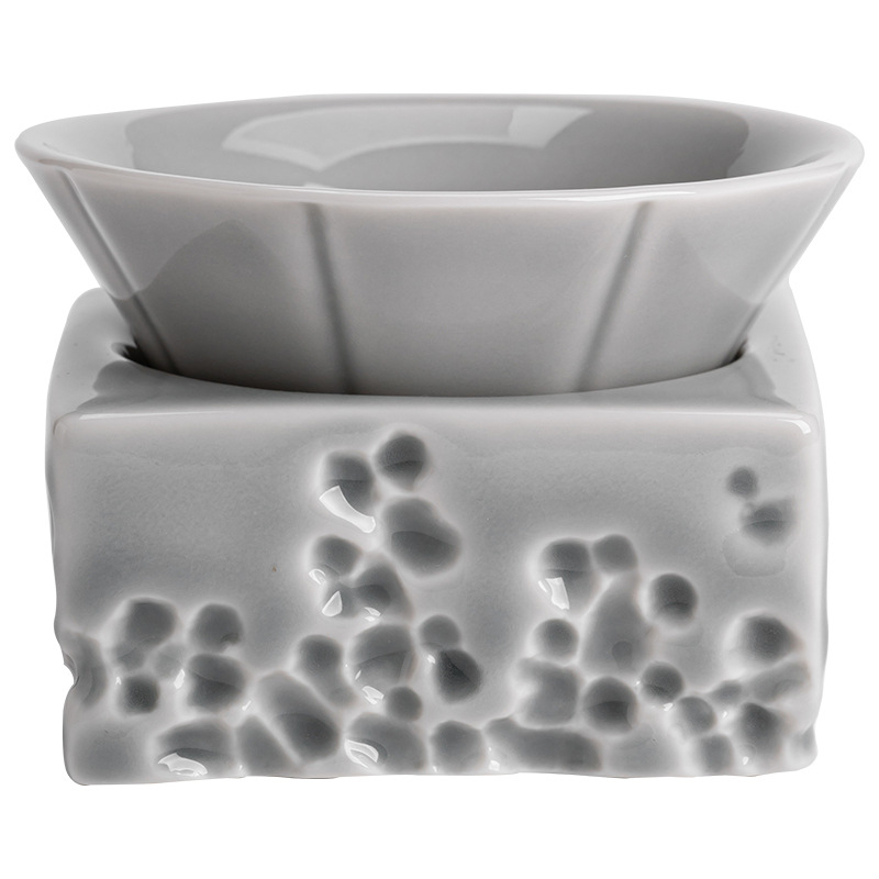 Filtru de ceai din porțelan integral, stil japonez, glazură Ice Grey cu model Lake Stone, filtru alb pentru ceai