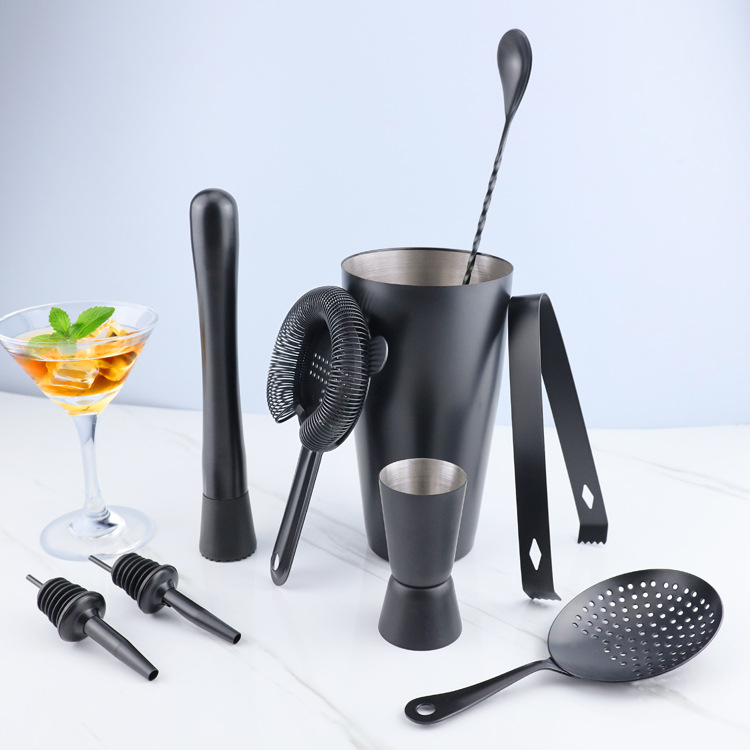 Set Boston shaker din oțel inoxidabil 304 cu lingură de bar și strecurător de gheață – ustensile cocktail