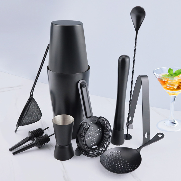 Set Boston shaker din oțel inoxidabil 304 cu lingură de bar și strecurător de gheață – ustensile cocktail