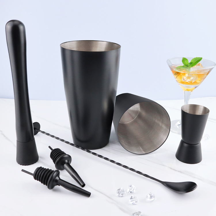 Set Boston shaker din oțel inoxidabil 304 cu lingură de bar și strecurător de gheață – ustensile cocktail