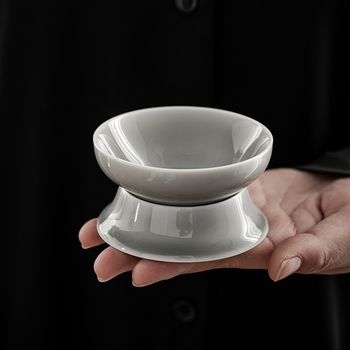 Set ceramic de filtrare ceai cu glazură Ice Ash — strecurător de ceai pentru ceremonia Kung Fu