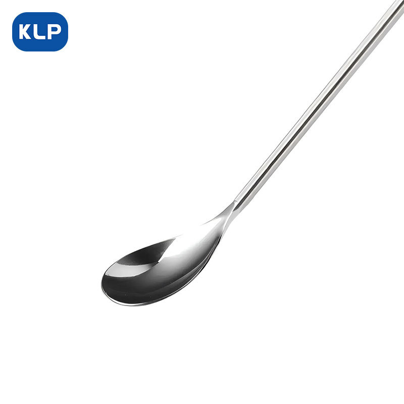 KLP Mirror Series lingură de bar, 34 cm, oțel inox, ustensilă de amestecat la bar, lingură cu vârf de furculiță