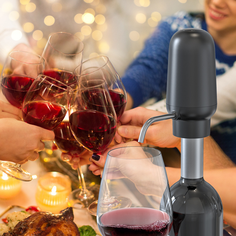 Decantor electric pentru vin alb și roșu, dozator de șampanie cu un singur clic, turnător automat, reîncărcabil