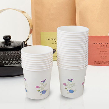 Pahar de unică folosință din hârtie albă, pentru băuturi calde, 201–300 ml, potrivit pentru cafea și ceai cu lapte