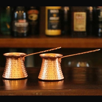 Vas metalic placat cu cupru pentru baruri și cocktailuri, stil vintage pentru turnare, ceașcă de cafea turcească