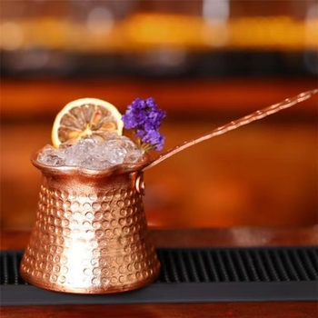 Vas metalic placat cu cupru pentru baruri și cocktailuri, stil vintage pentru turnare, ceașcă de cafea turcească