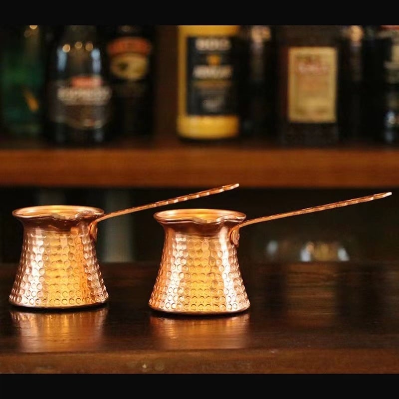 Vas metalic placat cu cupru pentru baruri și cocktailuri, stil vintage pentru turnare, ceașcă de cafea turcească