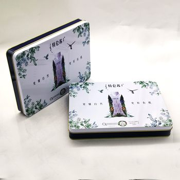 Cutie cadou dreptunghiulară din tinplate, cu card autocolant, imprimare color