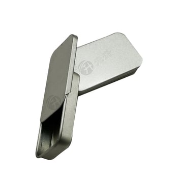 Cutie metalică mică, dreptunghiulară pentru balsam solid, cu capac glisant și imprimare color