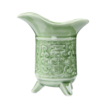 Set de vin ceramic cu pahare triunghiulare antice, cutie cadou, stil imperial și marchiz
