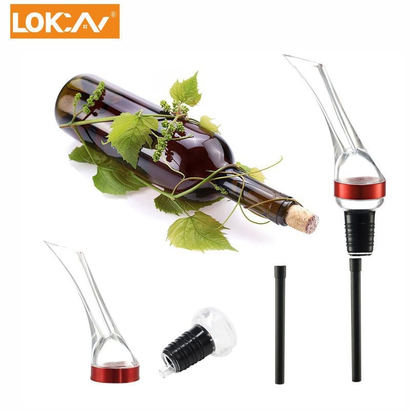 Turnător de vin și decantor, anti-stropire, din plastic transparent, pentru aerarea rapidă a vinului roșu