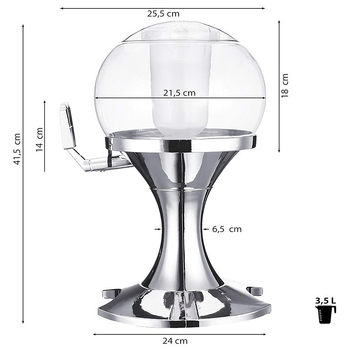 Dispenser de băuturi sferic, 3.5 L, cu turn pentru bere și dozator pentru vin roșu