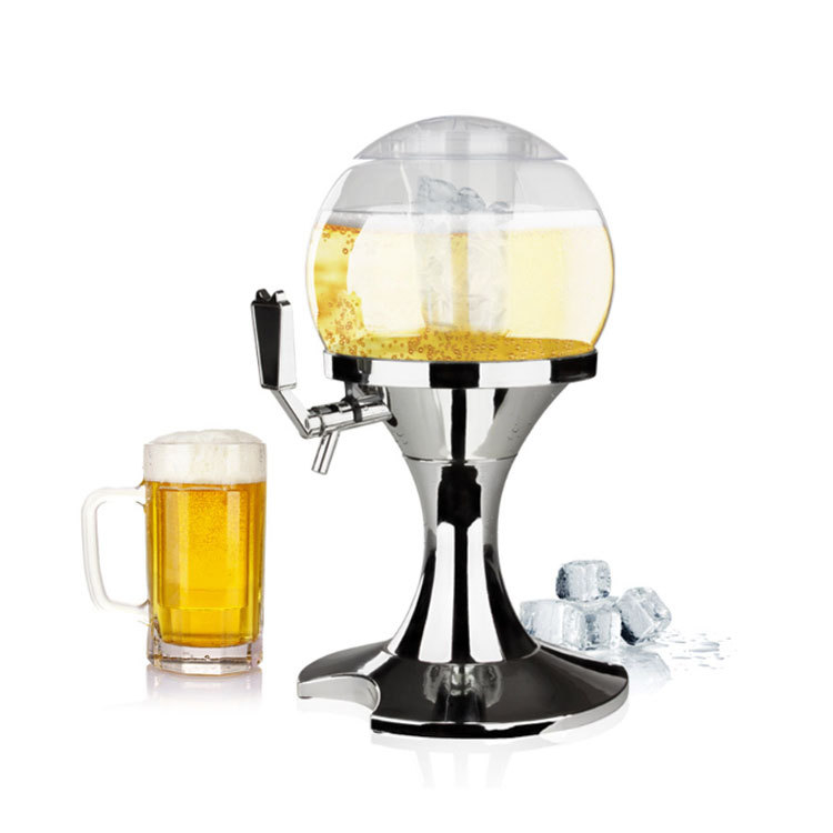 Dispenser de băuturi sferic, 3.5 L, cu turn pentru bere și dozator pentru vin roșu