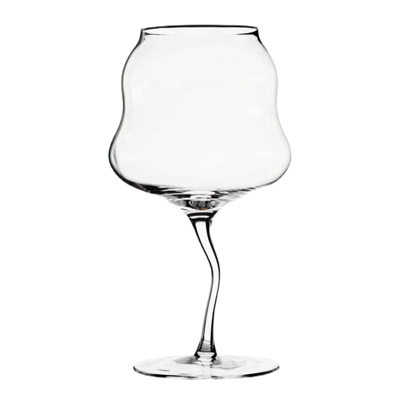 Set de pahare de vin roșu cu design în valuri, decantator din cristal și pahare înalte